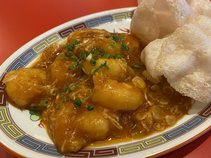 台湾餃子 楊喜（ようき）　海老のチリソース煮