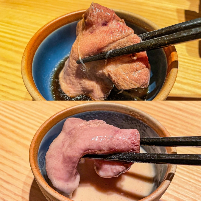 肉寿司と野菜巻き博多もん　牛たんしゃぶ（ポン酢とゴマだれ）