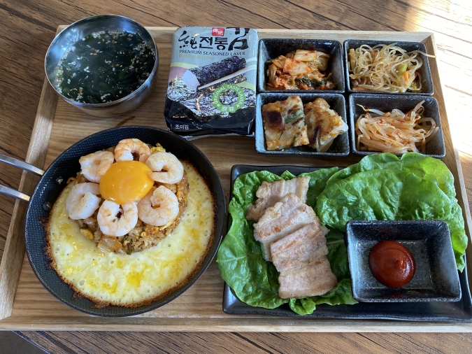 韓国料理 단단（ダンダン）　えびチーズポックンパ定食