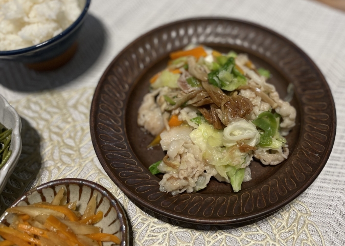 ブラウンえのきの肉野菜炒め　レシピ