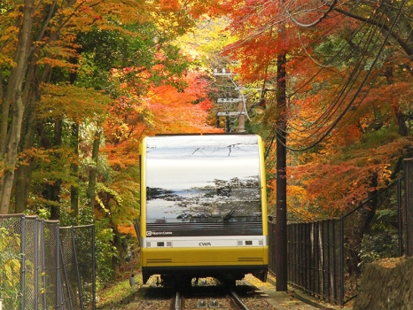 北九州市の紅葉絶景　皿倉山ケーブルカー