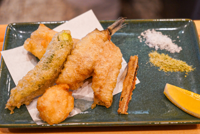 熟成鮨ねざかなや：天ぷら５種