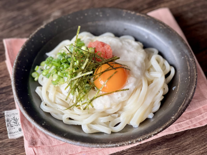 とろろ釜玉　一人ランチ　レシピ
