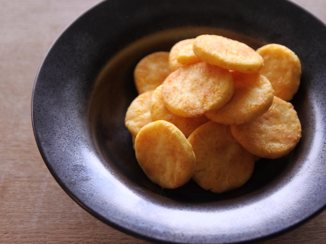 MUJI curry rice crackers served on a plate