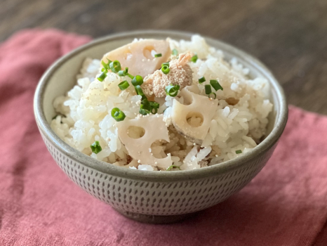 レンコンとたらこの炊き込みご飯