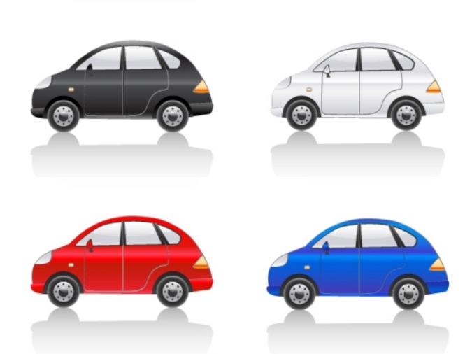 4色の車のイラスト
