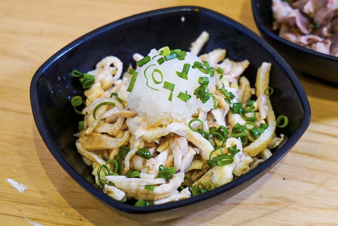 Ogura Torikura: Chicken skin with ponzu sauce