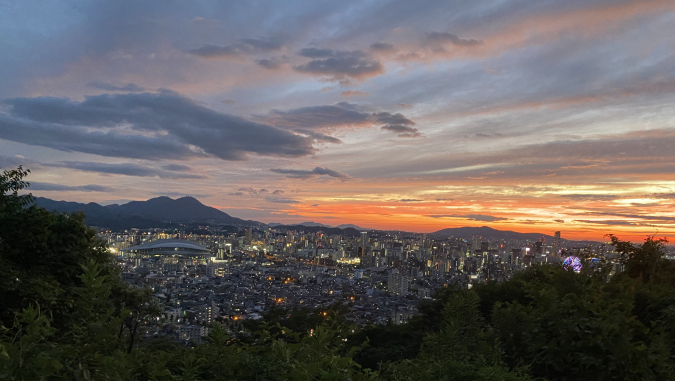 足立公園展望台　夕暮れ風景