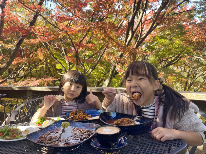 花カフェ　景色と食べ物