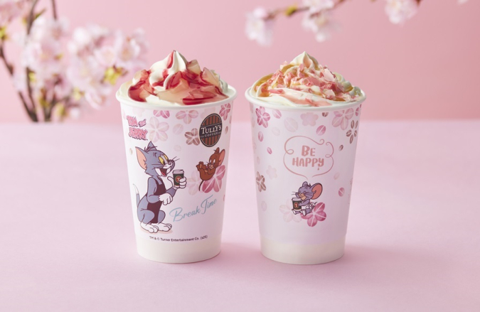 タリーズコーヒー　「桜舞う ハニークリームラテ」「＆TEA 桜香る ピーチメルバロイヤルミルクティー」