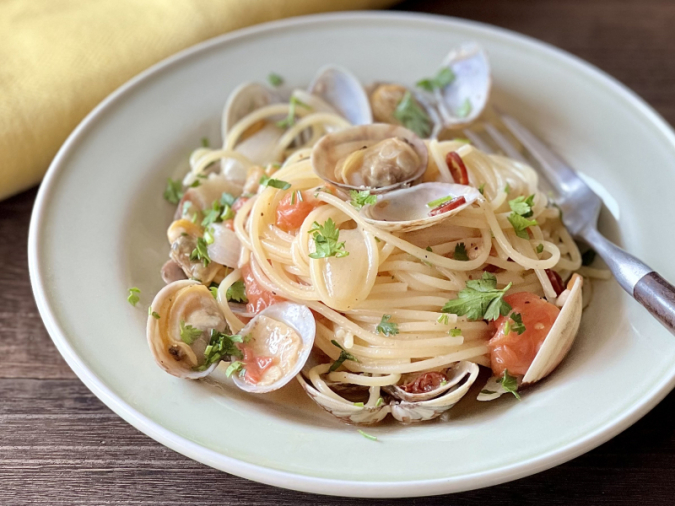 あさりと新たまねぎのパスタ/中願寺あゆみレシピ