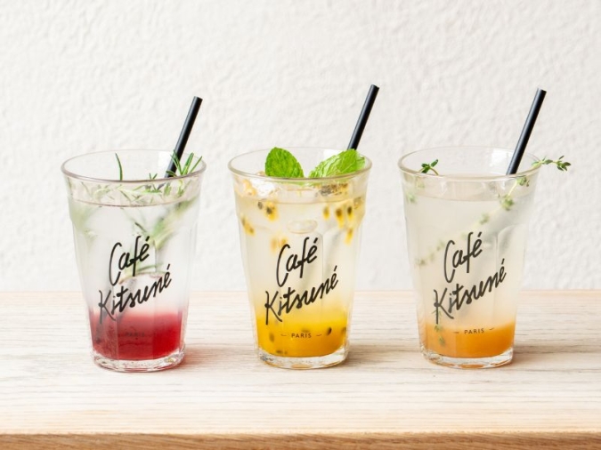 Cafe Kitsune　ブルーベリーエルダーフラワーフィズ　パッションマンゴーフィズ　ゆずピーチフィズ