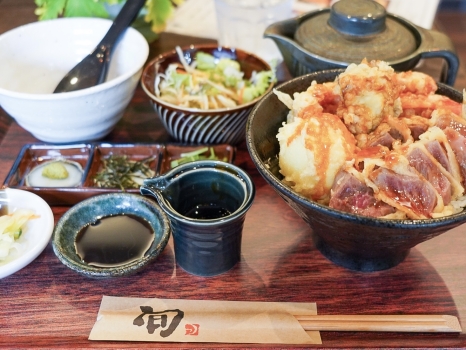 旬鮮＆天ぷらバルTAKA：九州産黒毛和牛レア天丼