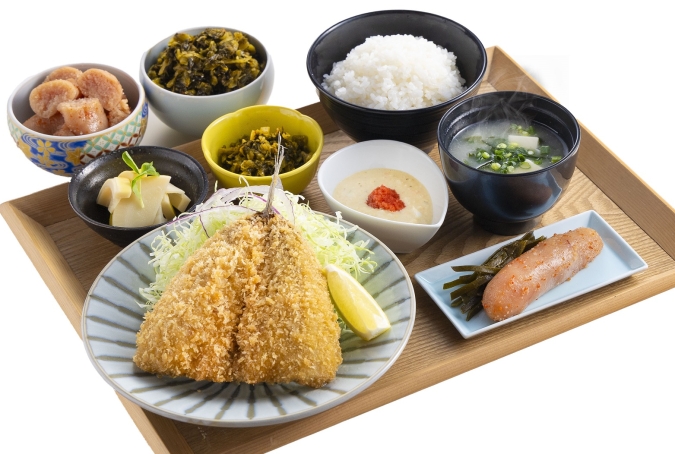 博多めんたいやまや食堂 MARK IS 福岡ももち店　長崎産アジフライ定食