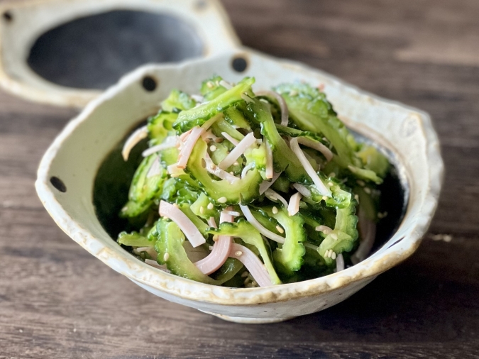 ゴーヤとハムの胡麻酢あえ