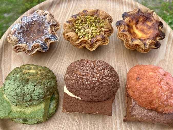 MOROBAAU （モーローバウ）ティラミスメロンパン、抹茶ティラミスメロンパン、チョコレートティラミスメロンパン、サワードウエッグタルト、ピスタチオエッグタルト、アールグレイエッグタルト