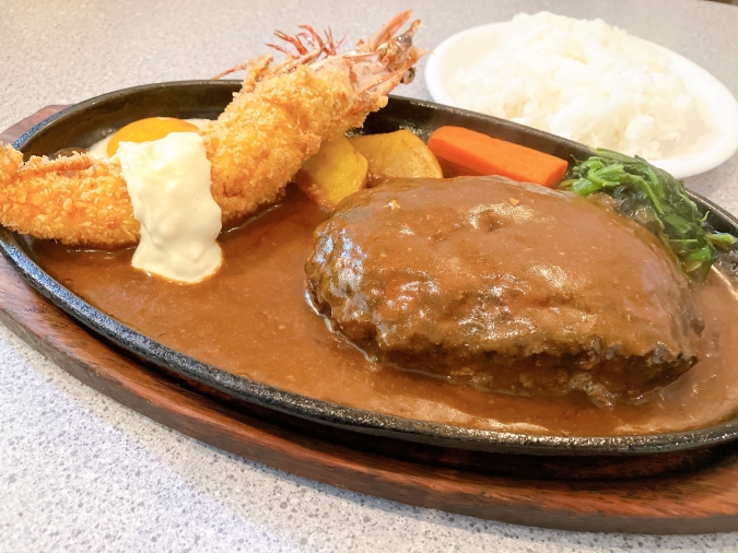 レストラン花苑　エビフライ＆ハンバーグ