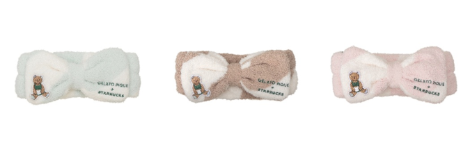 GELATO PIQUE + STARBUCKS　gelato pique パウダーベア刺繍ボーダーヘアバンド