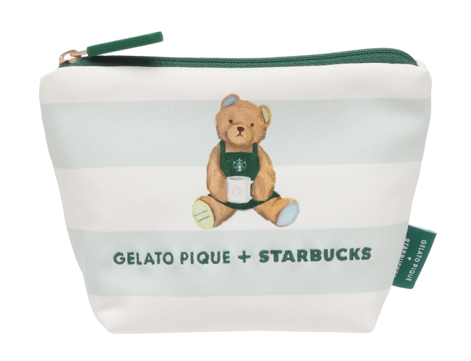 GELATO PIQUE + STARBUCKS　gelato pique ベアプリントボーダーポーチ