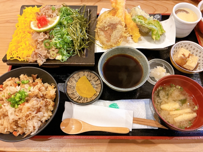 馬関そば　瓦そば・天ぷらセット