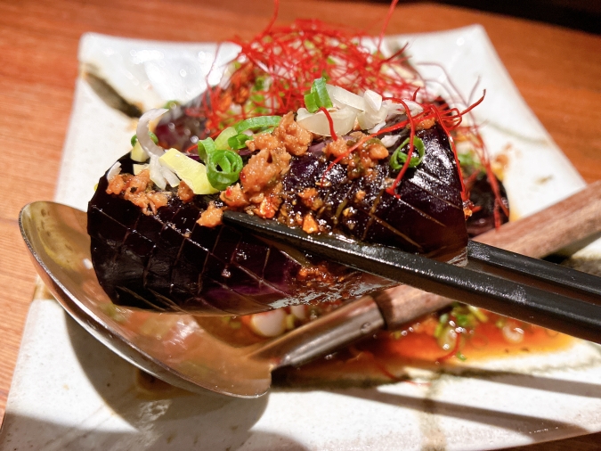 夢玄　茄子と山芋の油淋鶏