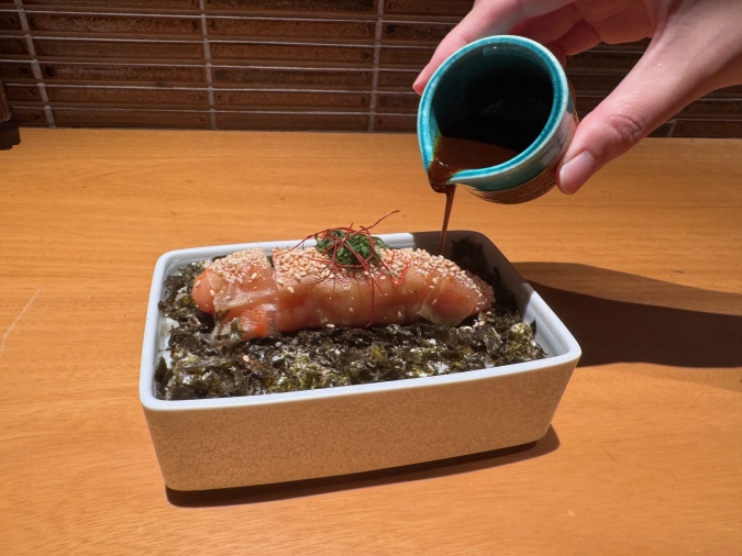 元祖博多めんたい重:タレ流し