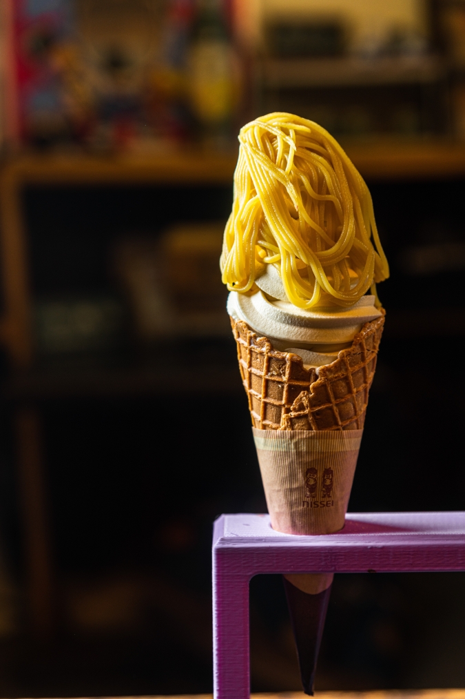 博多阪急　サツマイモフェスタ　やきいも処DoCo？弐番館　やきいもモンブラン塩バターソフト