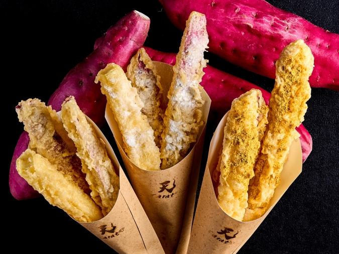 博多阪急　サツマイモフェスタ 「OSAKA天ぷら専門店　天carat」天ぷら職人が揚げる～ねっとり焼き芋天ぷら