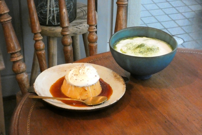 KAFE MJUK　プリンと抹茶ラテ
