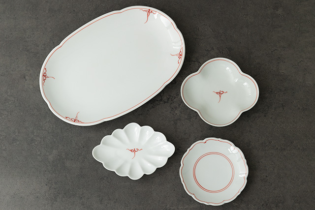 DEAN&DELUCA 洸琳窯 花型楕円皿 木甲皿・桔梗渕3寸皿・菊紋小皿