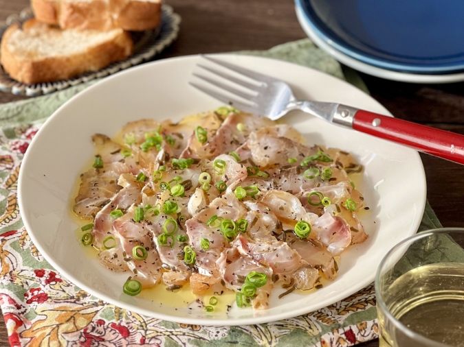 鯛の塩昆布カルパッチョ