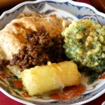 いまここ膳　揚げ卵と肉みそ