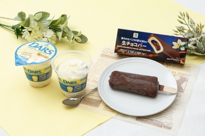 セブン‐イレブン　白いダースのパフェアイス　セブンプレミアム 生チョコバー スイートバニラ