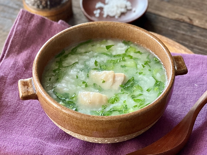 中華風鶏青菜がゆ 炊飯器　レシピ
