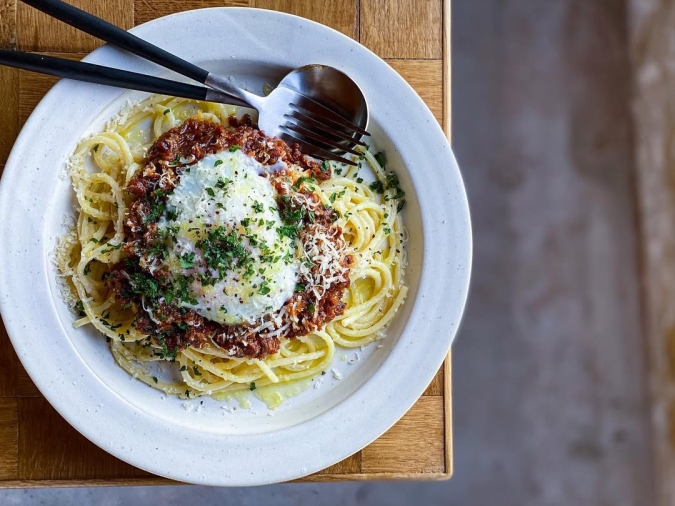 en coffee ミートソースパスタ
