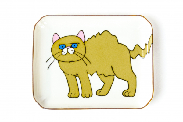 大丸福岡天神店 第二回北陸展 【KUTANI SEAL】ネコ・ジェラシー長角皿 ゴールド