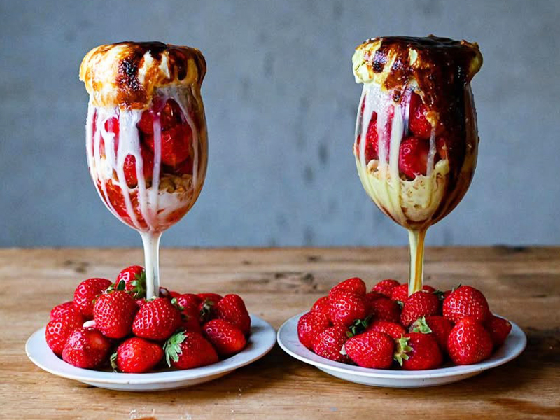 en coffee　いちご　苺とブリュレのパフェ