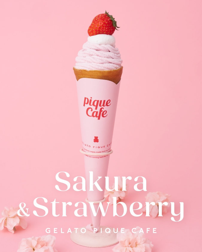 ジェラート ピケ カフェ　いちごと桜のモンブランクレープ