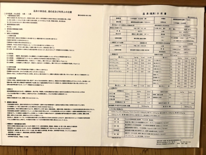 大丸別荘　温泉分析表