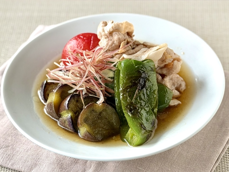 夏野菜と豚しゃぶのだしびたし
