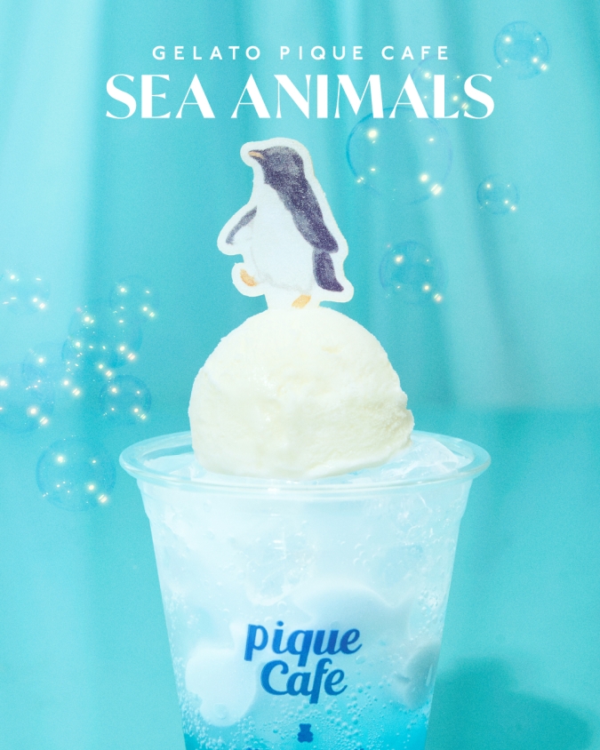 gelato pique cafe（ジェラート ピケ カフェ） “SEA ANIMALS” フェア「ペンギンのぷるぷるソーダフロート」