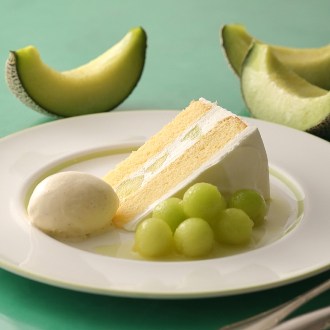 キハチカフェ　メロンのショートケーキ バニラアイス添え