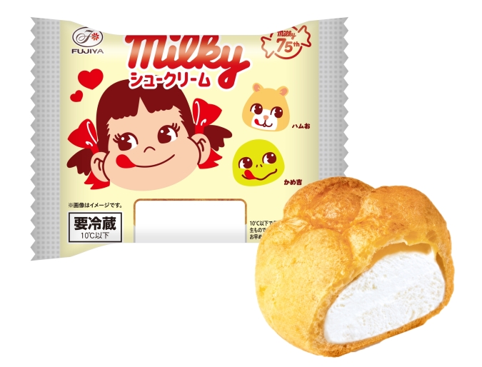 不二家　100円シュークリーム　milky75thミルキーシュークリーム