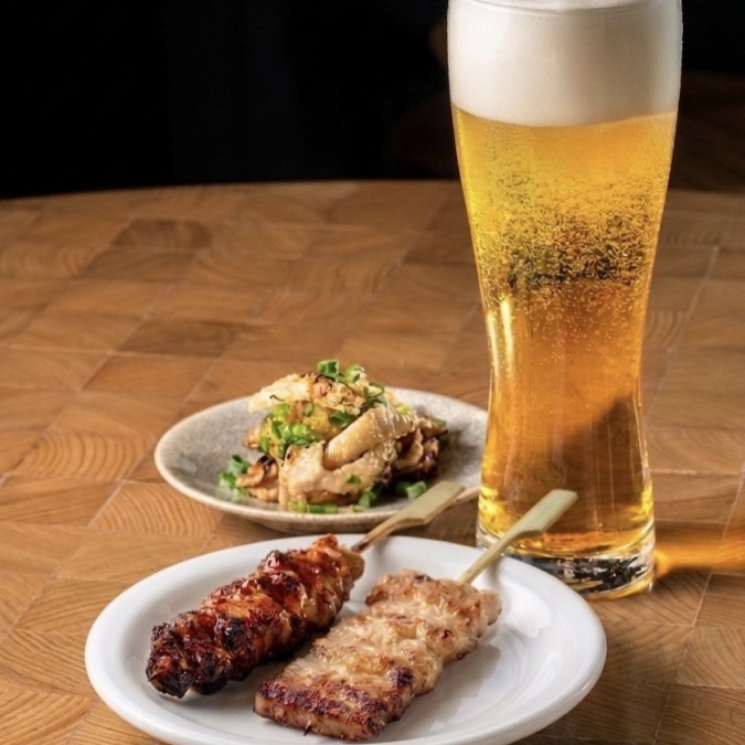 KUOHKA　アニバーサリーセット串焼 こはだ／ 小鉢1品＋串2本（但馬とりもも・豚バラ）＋ドリンク1杯
