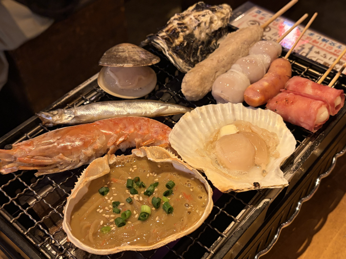 上人橋酒場とと　浜焼きセットと蟹味噌甲羅焼き